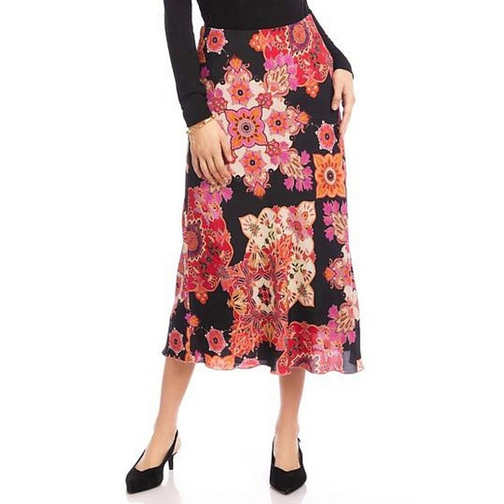 Karen Kane Floral Midi Skirt Size L